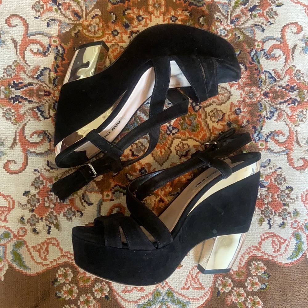 Mini Miu Suede Mirror Sandals